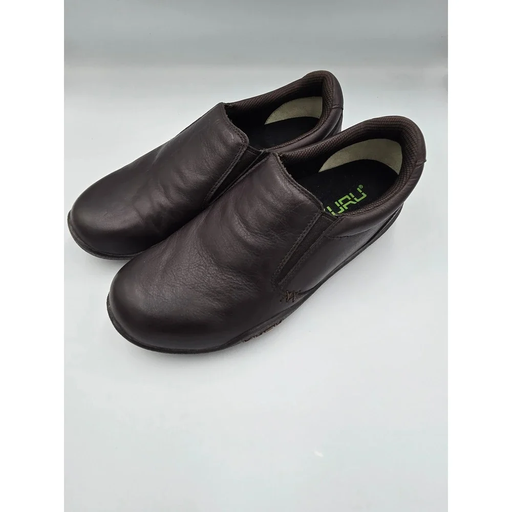 Kuru Mens 8.5 Dark Brown‎ Leather Slip On Loafers Comfort Walking Shoes